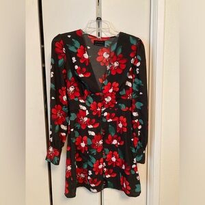 Urban Outfitters Michelle Plunging Long Sleeve Mini Dress Size Small